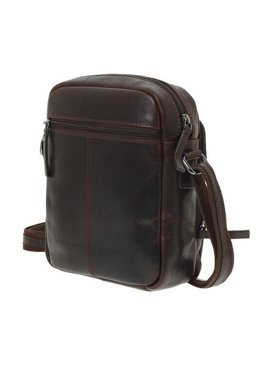 Geantă Bărbătească de Umăr / Tip Crossbody din Piele Maro