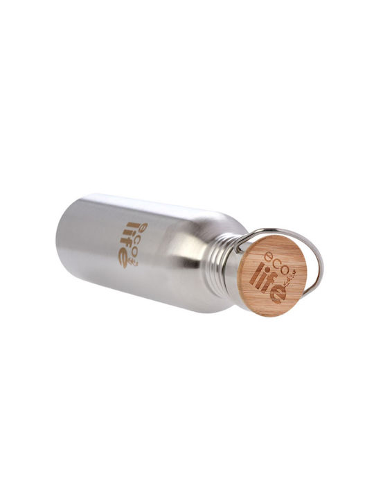 Ecolife Bamboo Ανοξείδωτο Παγούρι 750ml Ασημί