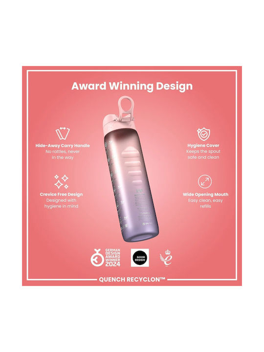Ion8 Quench Water Bottle Plastic Bike 1000ml Pink