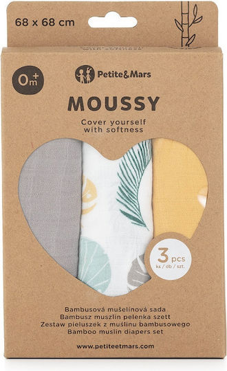 Petite & Mars Baby Burp Cloth Multicolor 68x68εκ. 3buc
