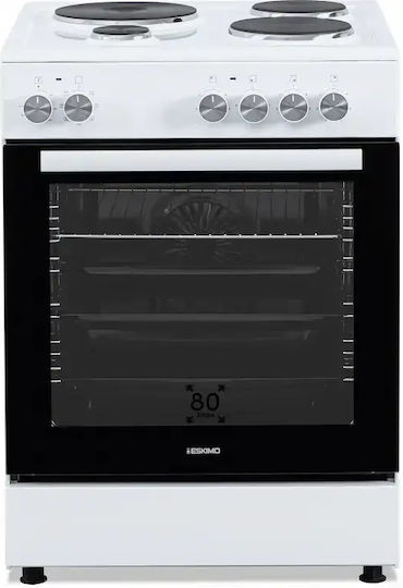 Eskimo Κουζίνα 80lt με Εμαγιέ Εστίες Π59.8εκ. Λευκή