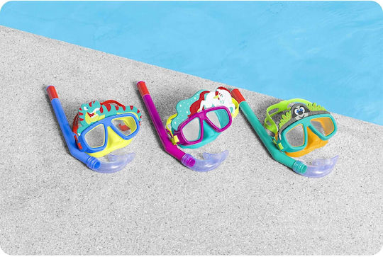 Bestway Aquapals Silicone Diving Mask with Snorkel Kids Purple/Turquoise