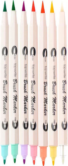 Topwrite Pastel Μαρκαδόροι Ζωγραφικής 1mm με Διπλή Μύτη Σετ 7 Χρώματα