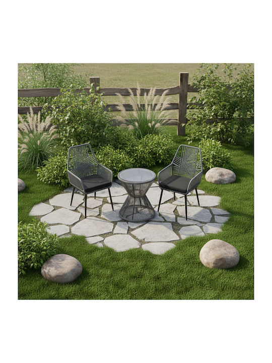 Catering Table for Small Outdoor Spaces Rattan Foldable Gray 50x50x55cm