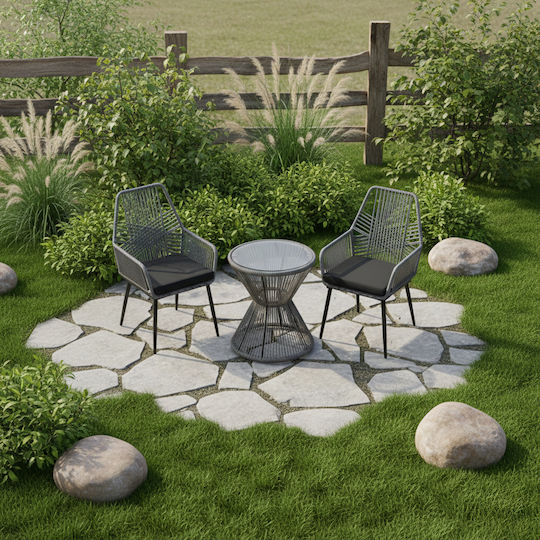 Catering Table for Small Outdoor Spaces Rattan Foldable Gray 50x50x55cm