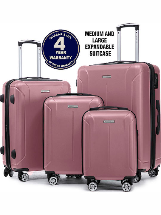Quasar Valize de Călătorie Dure Powder Pink cu 4 roți Set 4buc