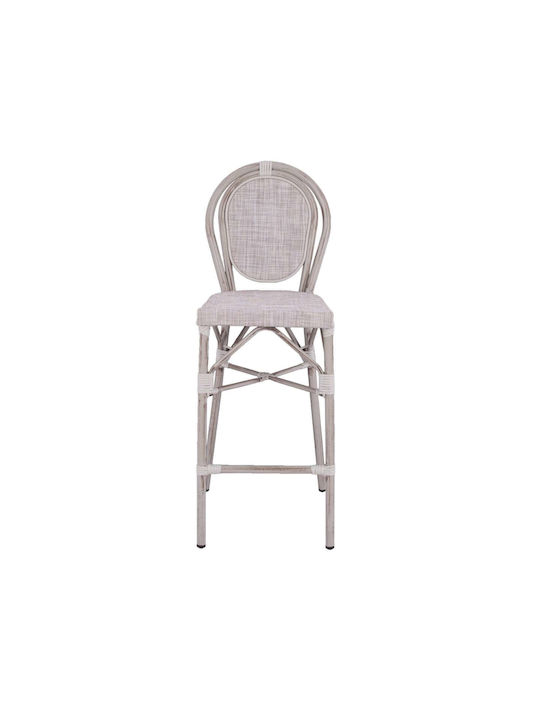 Scaun Bar Pentru Exterior Din Aluminiu Alb 41x52x116cm