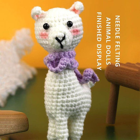 Complete Diy Crochet Set Beginners Advanced Accessories Thread Tools Instructions Included Plush Animal Model Handmade Alpaca White Purple