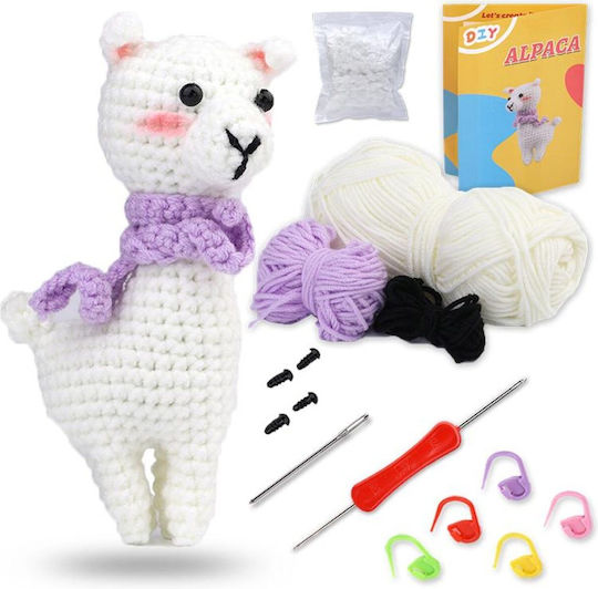Complete Diy Crochet Set Beginners Advanced Accessories Thread Tools Instructions Included Plush Animal Model Handmade Alpaca White Purple