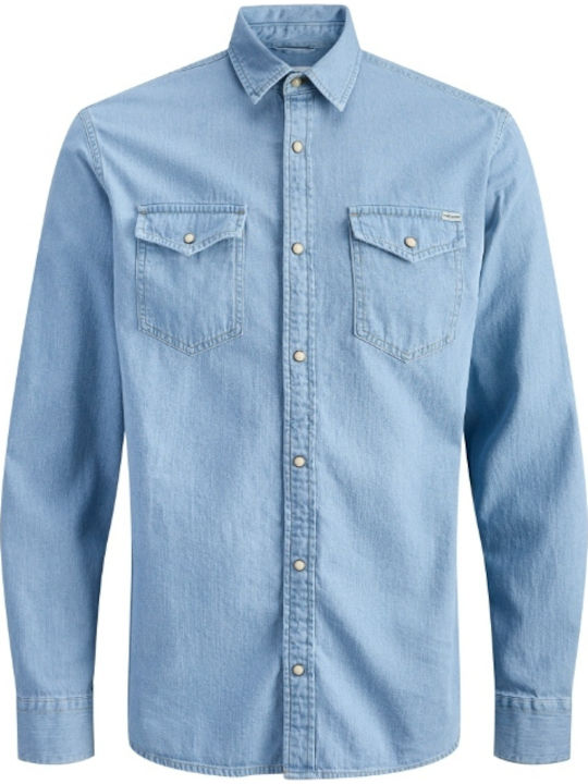 Long-sleeved Denim Shirt Light Blue