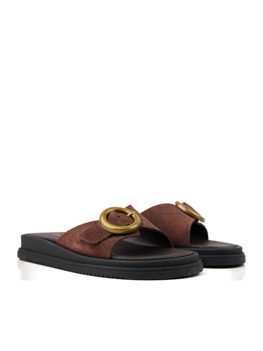 Maro Flatforme De Piele Sandale Cu Inel Metalic