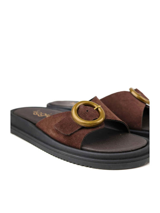 Maro Flatforme De Piele Sandale Cu Inel Metalic