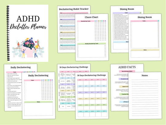 Adhd Declutter Planner Agenda-journal Structured Work Kit Home Organization A5 28 Pages