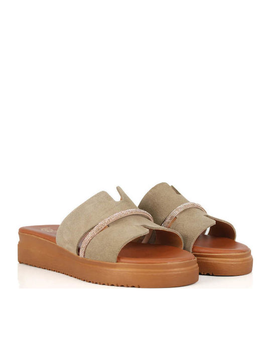 Pantofi Flatform Bej Cu Detaliu Strass