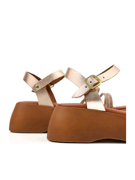 Bronze Flatforms Rhinestones Straps Elevated Sole