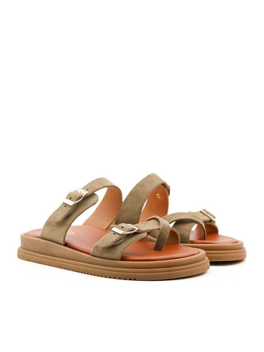 Beige Flatform Sandals Double Adjustable Straps
