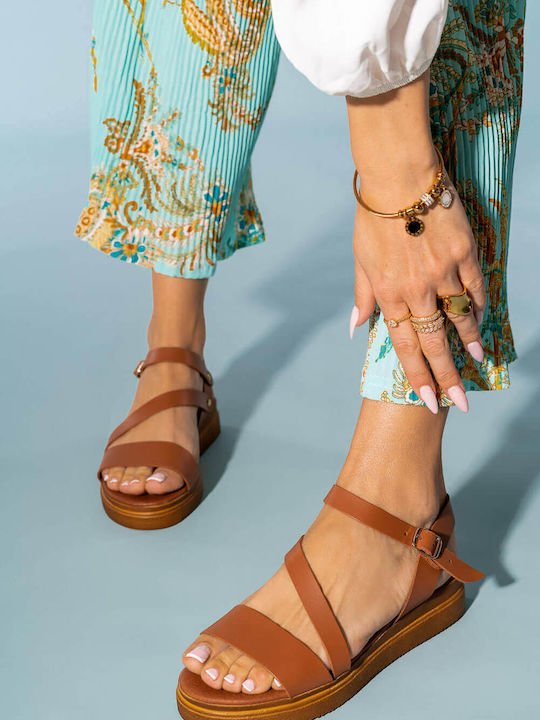 Тютюневи Кожени Flatforms Наклонена Каишка