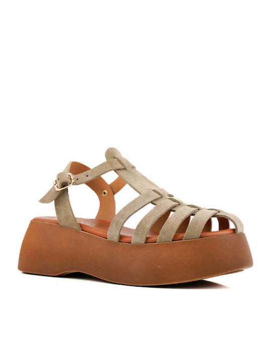 Μπεζ Gladiator Flatforms Πολλαπλά Λουριά