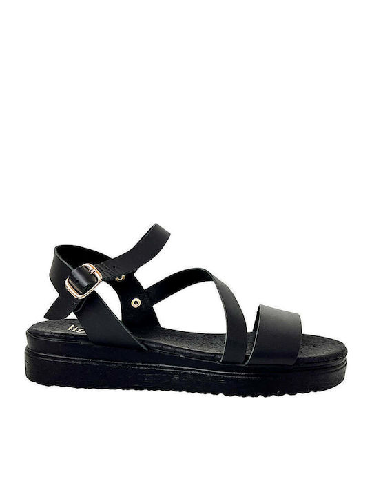 Черни Кожени Flatforms Лосящ Каиш