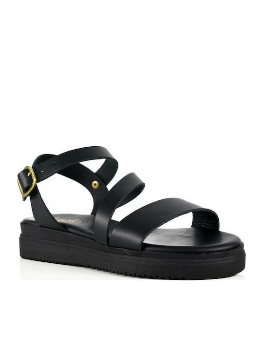 Черни Кожени Flatforms Лосящ Каиш