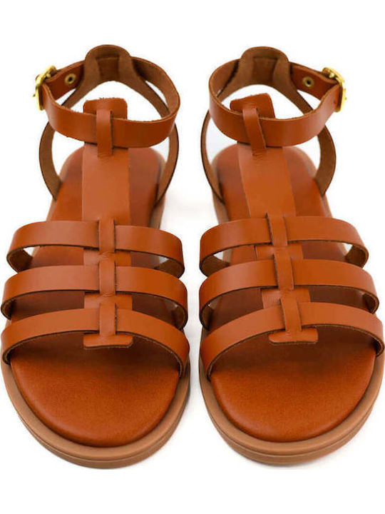 Sandale Gladiator Din Piele Tabac Maro Cu Multiple Curele