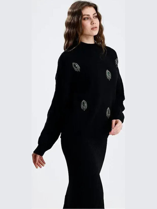 Women's Black Set with Pants with Elastic in Relaxed Fit