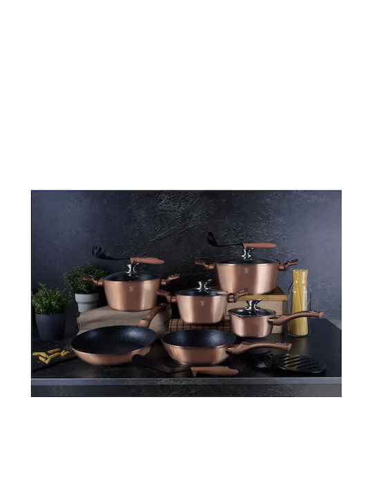Berlinger Haus Metallic Line Kochgeschirr-Set aus Aluminiumguss Rose Gold mit Antihaftbeschichtung 6 Teile