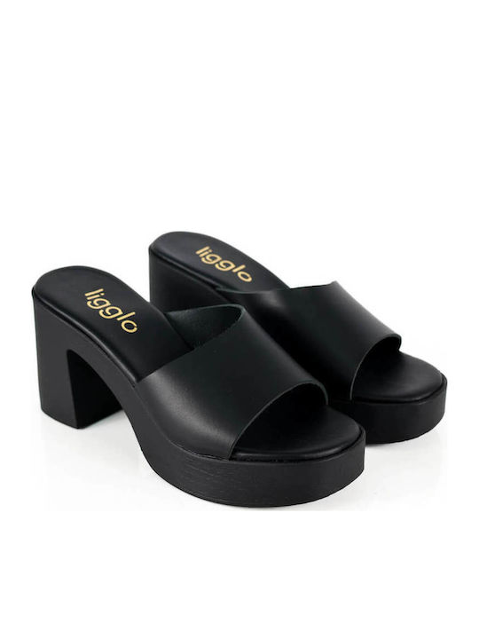 Black Mules With Single Leather Strap