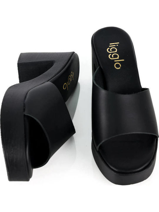Black Mules With Single Leather Strap