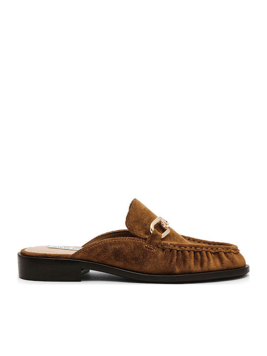 Suede Mules με Τακούνι σε Καφέ Χρώμα