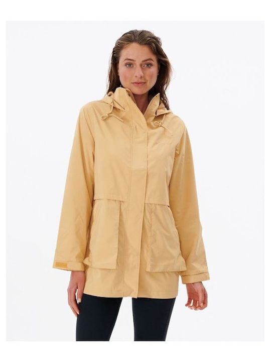 Γυναικείο Μπουφάν Παρκά για Χειμώνα Yellow