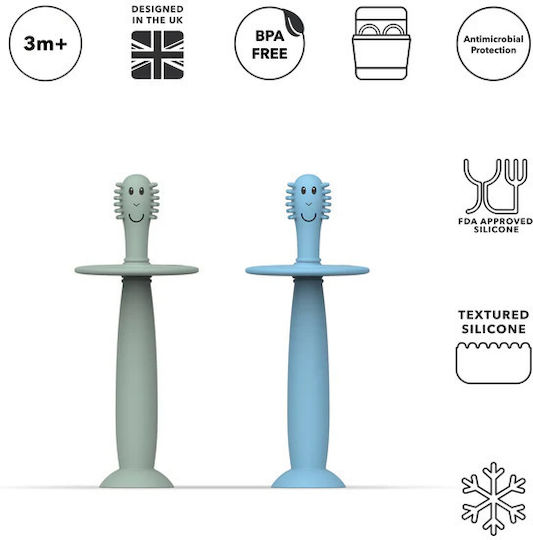 Matchstick Monkey Set Baby Toothbrushes For 3m+ 2 Pieces Green