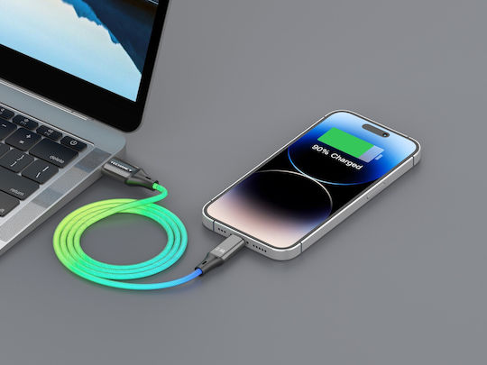 Techancy USB-A to Lightning Cable Πολύχρωμο 1m