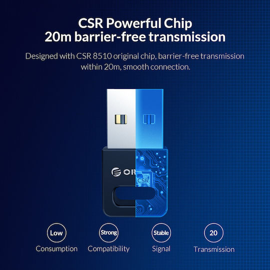 Orico Bta-409 Usb Bluetooth 4.0 Adapter Εμβέλεια 20m Μαύρο