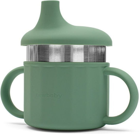 New Baby Cana de antrenament pentru bebeluși Silicon cu mânere Verde 220ml