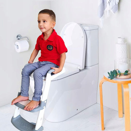 Primabobo Scaun De Toaletă Pentru Copii Mic Alb Cu Treaptă Cu Mânere Și Pernuță Detașabilă