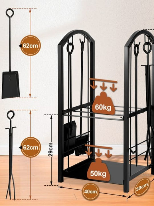 keleman Metallisch Regal Holzlagerung 40x30x74cm