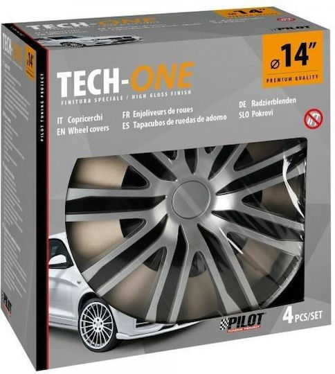 Lampa Set Car Hubcaps 14’’ Raze Silver Black Material Abs Silver Black 4 Pieces L3149.1 Lampa L3149.1