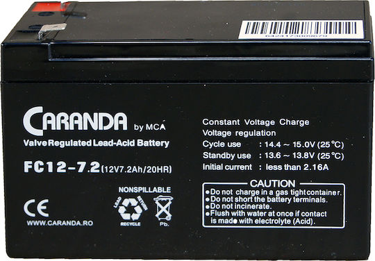 Baterie UPS cu Capacitate 7.2Ah și Tensiune 12V Car_12V_7.2Ah 1buc