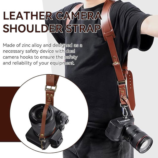 X-design Curea de Transport Două Camere Herchr Vintage din Piele Curea de Umăr Reglabilă Universală Multi-viteză Dslr Slr Femei Bărbați Maro