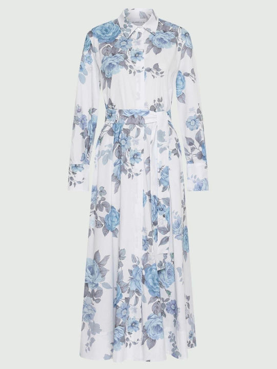 Καλοκαιρινό Midi Σεμιζιέ Φόρεμα White/blue