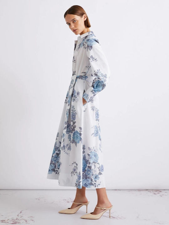 Καλοκαιρινό Midi Σεμιζιέ Φόρεμα White/blue