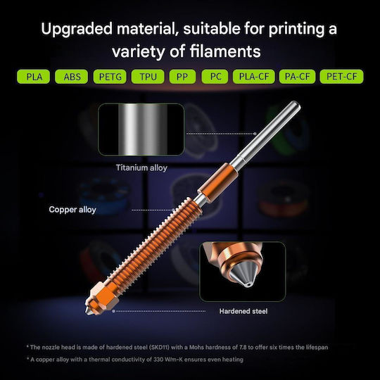 Set 4 Duze Creality Linx K2p Schimbare Rapidă Material Îmbunătățit 2 Duze 0.4 Mm 1 Duză 0.6 Mm 1 Duză 0.8 Mm Compatibil K2 Plus Realizate Din Aliaj De Cupru Oțel Călit