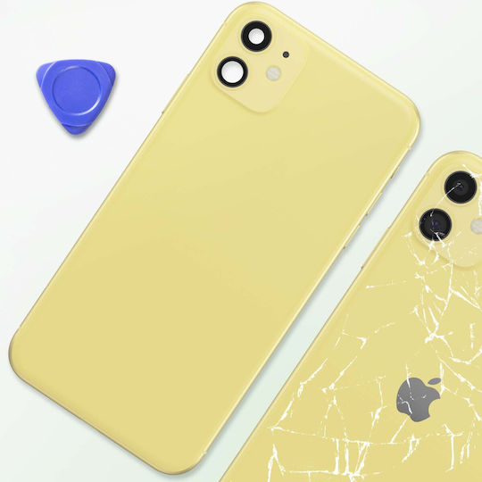 Clappio Komplettes Chassis iPhone 11 Rückglas Integrierte Induktionsspule Gelb