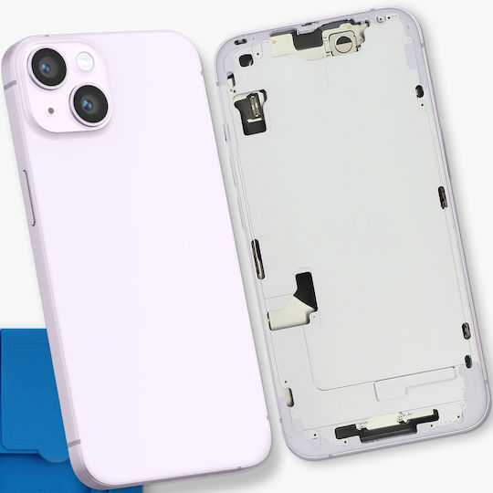Clappio Komplettes Chassis iPhone 14 Rückglas Kameraobjektive Hell Lila