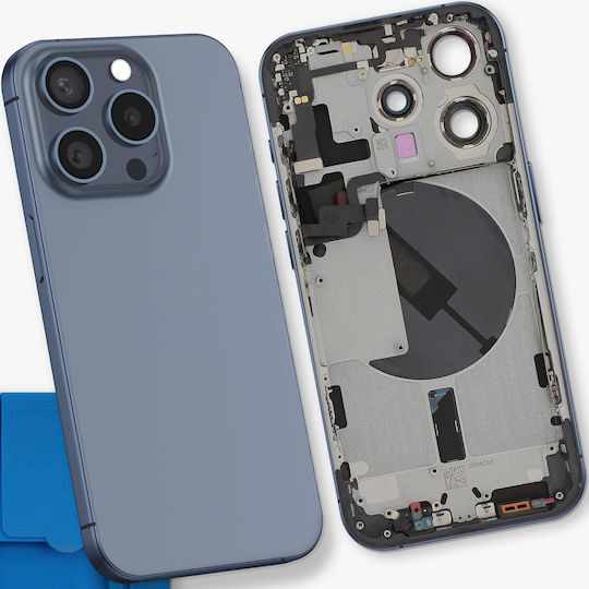 Clappio Capac Baterie iPhone 15 Pro Șasiu Preasamblat Modul Magsafe Albastru