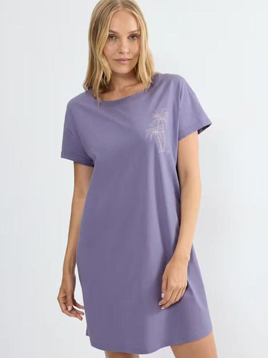 Triumph Winter Cotton Women's Nightgown Lilac