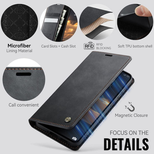 Caseme 033 Retro Θήκη Βιβλίο Black Xiaomi Redmi Note 15 Pro Plus 5g/poco M8 Pro 5g