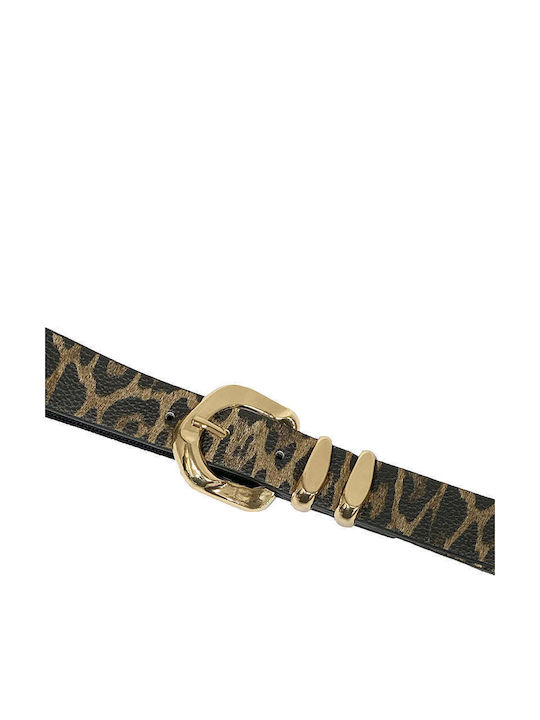Damen Gürtel Breite Elastisch Gold 3088-Leopard