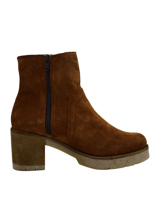 Leather Women's Ankle Boots Tabac Brown